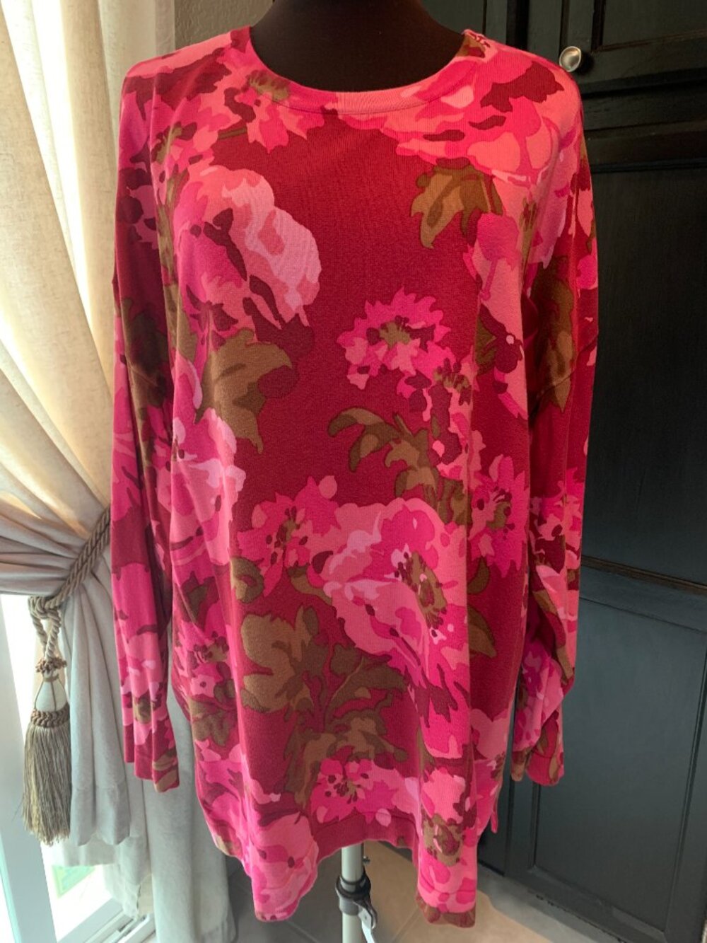 Isacc Mizrahi Live! Floral Printed Sweater Pullover XL EUC